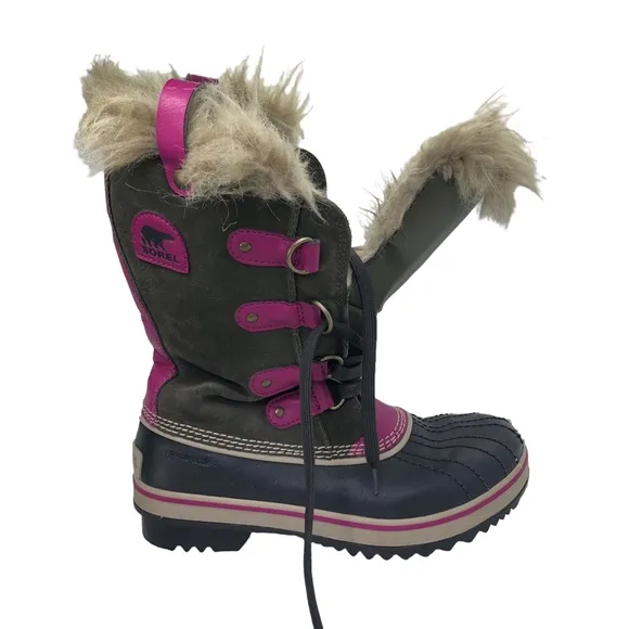 SOREL Youth TOFINO Faux Fur Lined Waterproof Lace Up Boots Size 4