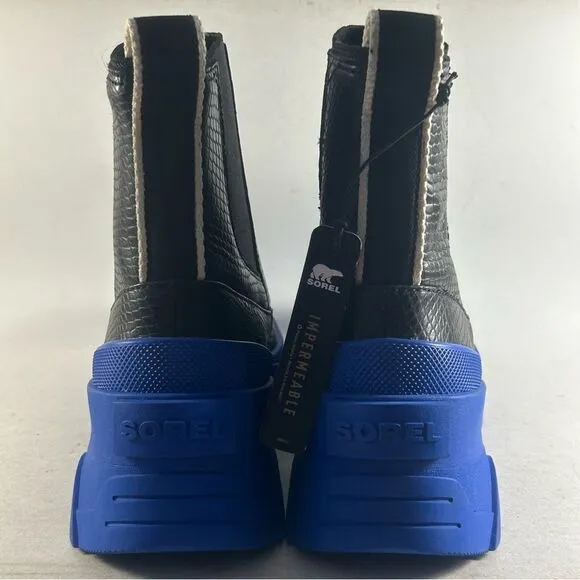 Sorel Brex Chelsea Waterproof Leather Boots Black Blue Size 9.5 NL4303-011