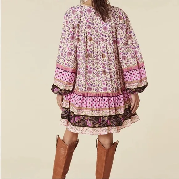Spell &amp; the Gypsy Lady Untamed Tunic Dress Lavender Purple Pink Floral size M