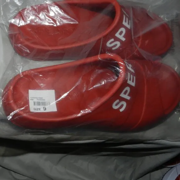 SPERRY MENS FLOAT LOGO SLIDE SANDALS  RED 💥🆕 FAST PROCESSED SHIPPED!