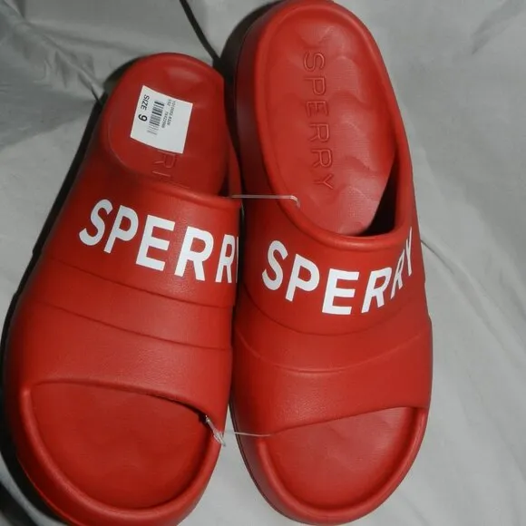 SPERRY MENS FLOAT LOGO SLIDE SANDALS  RED 💥🆕 FAST PROCESSED SHIPPED!