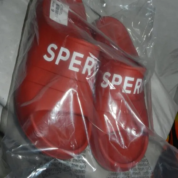 SPERRY MENS FLOAT LOGO SLIDE SANDALS  RED 💥🆕 FAST PROCESSED SHIPPED!