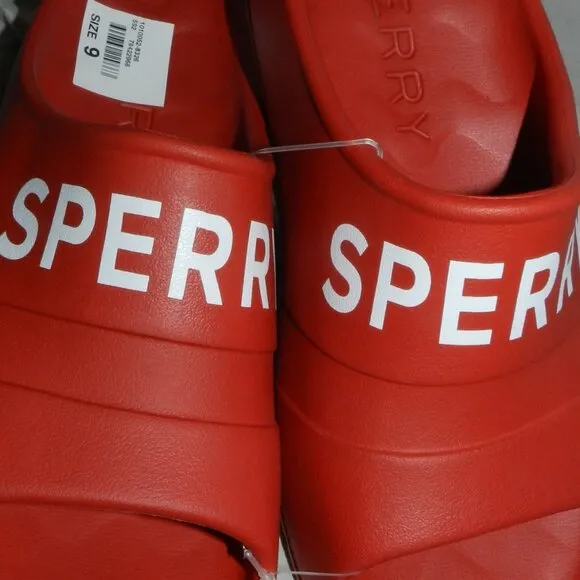 SPERRY MENS FLOAT LOGO SLIDE SANDALS  RED 💥🆕 FAST PROCESSED SHIPPED!