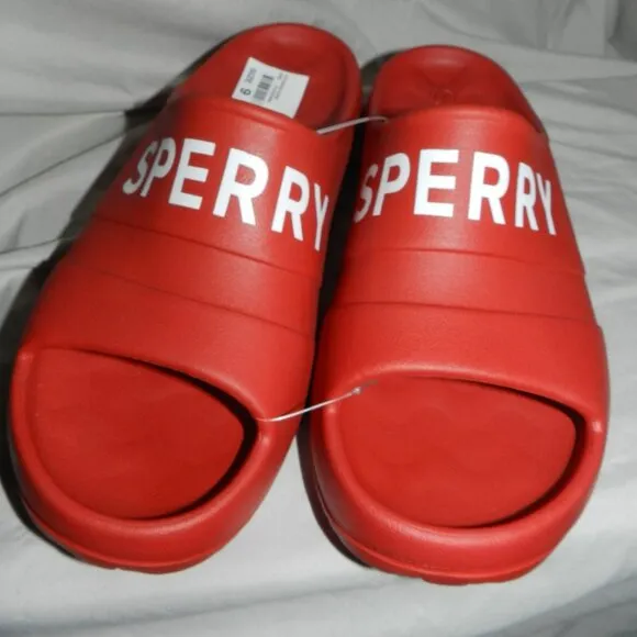 SPERRY MENS FLOAT LOGO SLIDE SANDALS  RED 💥🆕 FAST PROCESSED SHIPPED!