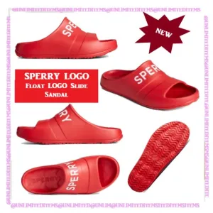 SPERRY MENS FLOAT LOGO SLIDE SANDALS  RED 💥🆕 FAST PROCESSED SHIPPED!