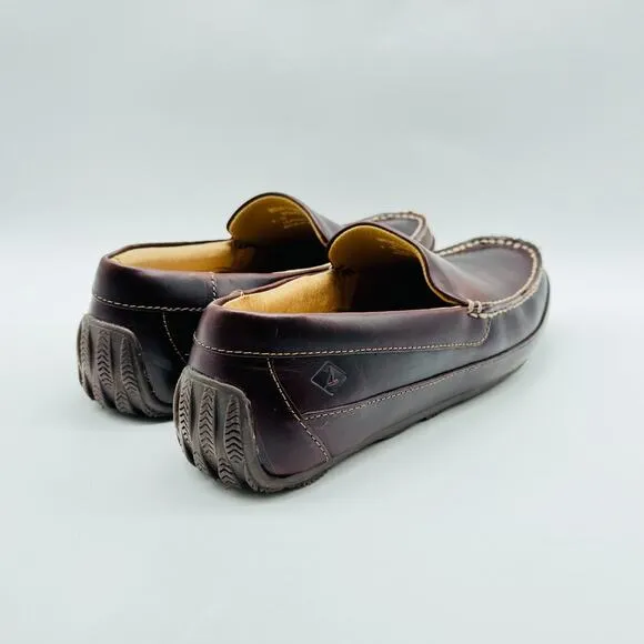 Sperry Shoes Mens 8.5 Brown Leather Loafers Venetian Slip On Casual Dress NEW