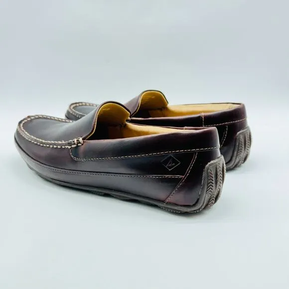 Sperry Shoes Mens 8.5 Brown Leather Loafers Venetian Slip On Casual Dress NEW