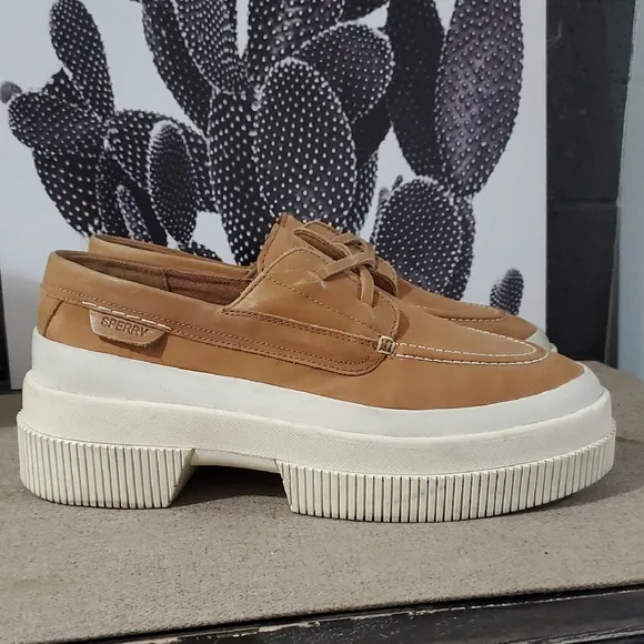 Sperry Tan Platform Loafers