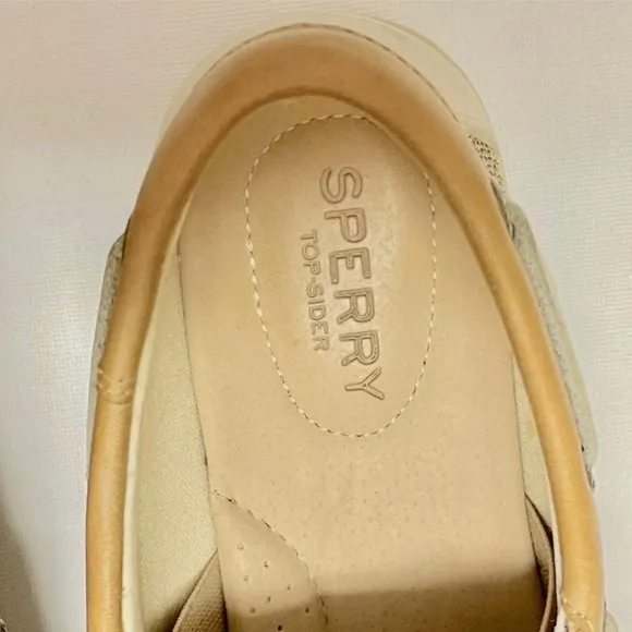 SPERRY TOP-SIDER ROSEFISH TAN LINEN OAT MEMORY FOAM BOAT SHOES WOMENS 7.5M