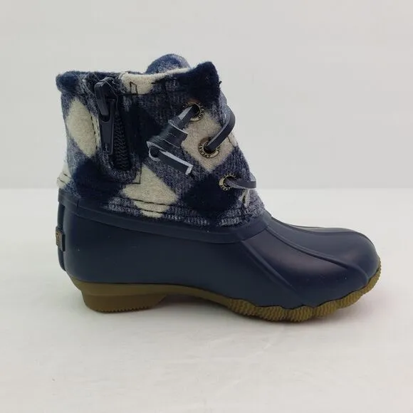 Sperry Top Sider Saltwater Toddler Size 9 Blue Plaid Wool Waterproof Duck Boots