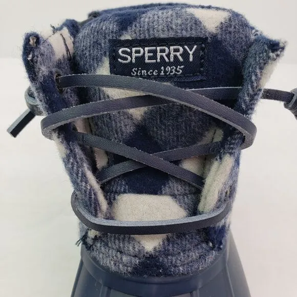 Sperry Top Sider Saltwater Toddler Size 9 Blue Plaid Wool Waterproof Duck Boots