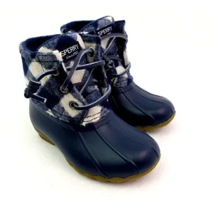 Sperry Top Sider Saltwater Toddler Size 9 Blue Plaid Wool Waterproof Duck Boots