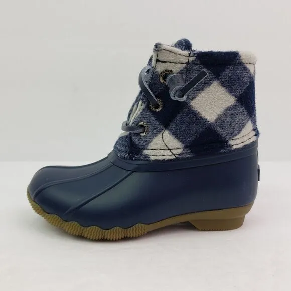 Sperry Top Sider Saltwater Toddler Size 9 Blue Plaid Wool Waterproof Duck Boots