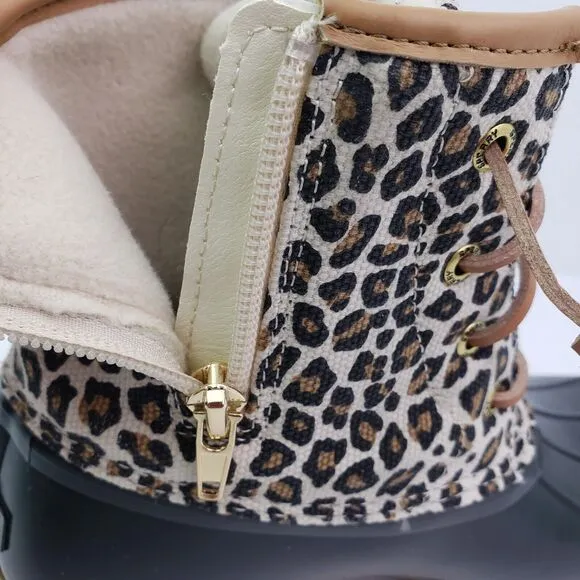 Sperry Top Sider Saltwater Youth Girls Sz 4Y Animal Print Waterproof Duck Boots