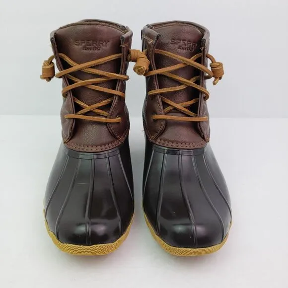 Sperry Top Sider Saltwater Youth Size 5Y Brown Leather Waterproof Duck Boots