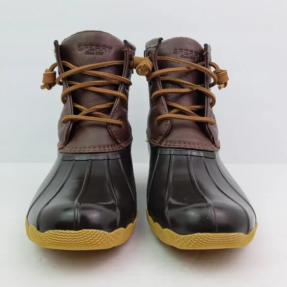 Sperry Top Sider Saltwater Youth Size 5Y Brown Leather Waterproof Duck Boots