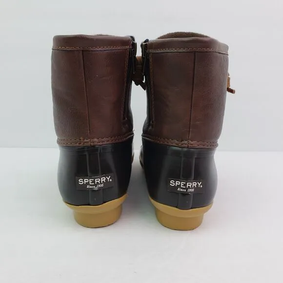 Sperry Top Sider Saltwater Youth Size 5Y Brown Leather Waterproof Duck Boots