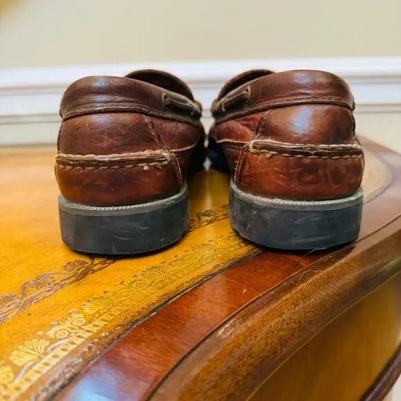 Sperry Top Sider WETLAND Moccasin Brown Leather Slip On Preppy Penny Loafers 9.5