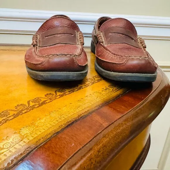 Sperry Top Sider WETLAND Moccasin Brown Leather Slip On Preppy Penny Loafers 9.5