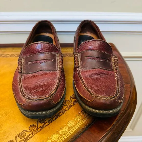 Sperry Top Sider WETLAND Moccasin Brown Leather Slip On Preppy Penny Loafers 9.5
