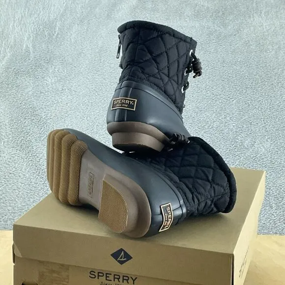 Sperry Women's Saltwater Boots, Black, 5.5 NWB S089