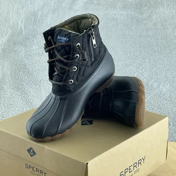 Sperry Women's Saltwater Boots, Black, 5.5 NWB S089