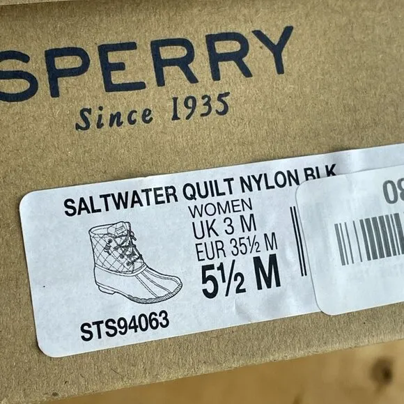 Sperry Women's Saltwater Boots, Black, 5.5 NWB S089
