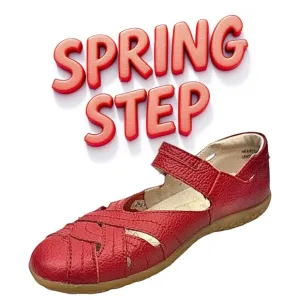 Spring Step Hearts Loafers Shoes Womens Size 8.5 US 39 EU Red Leather Casual