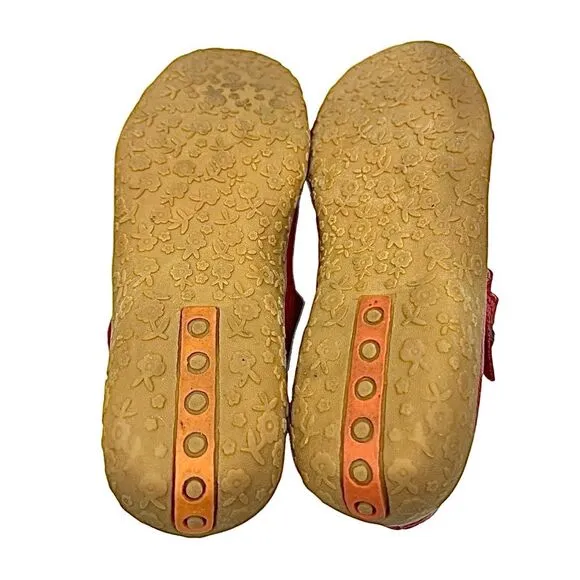 Spring Step Hearts Loafers Shoes Womens Size 8.5 US 39 EU Red Leather Casual