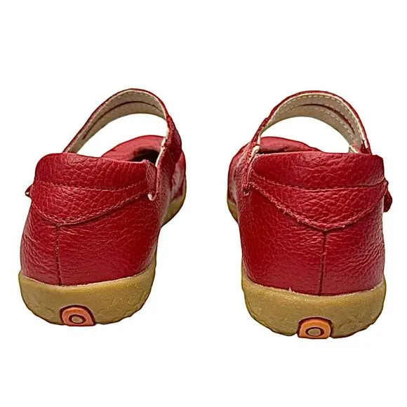 Spring Step Hearts Loafers Shoes Womens Size 8.5 US 39 EU Red Leather Casual