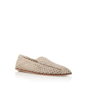 ST AGNI Womens Beige Macrame Macrame Square Toe Slip On Leather Loafers Shoes 39