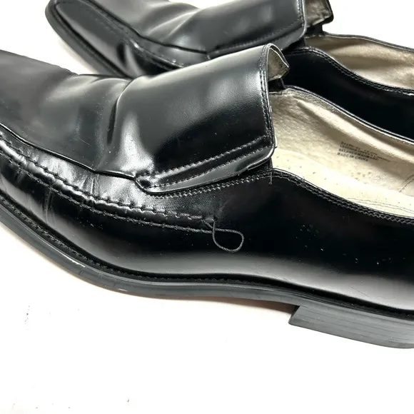 STACY ADAMS men’s black leather slip on loafers, size 10.5