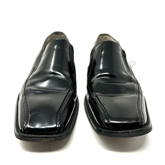 STACY ADAMS men’s black leather slip on loafers, size 10.5