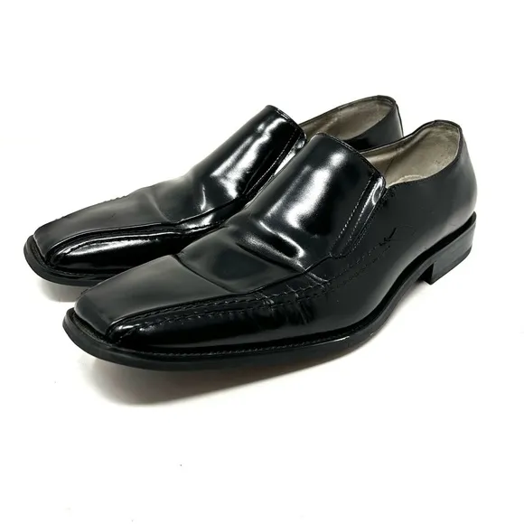 STACY ADAMS men’s black leather slip on loafers, size 10.5