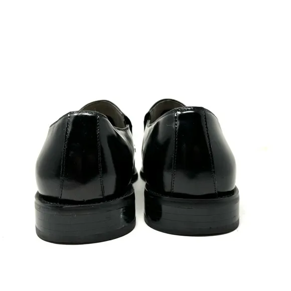 STACY ADAMS men’s black leather slip on loafers, size 10.5