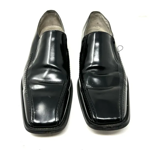 STACY ADAMS men’s black leather slip on loafers, size 10.5