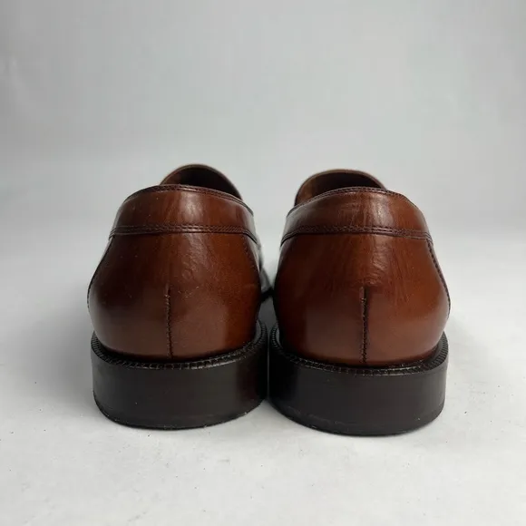 Stafford Brown Leather Croc Print Men's Loafers