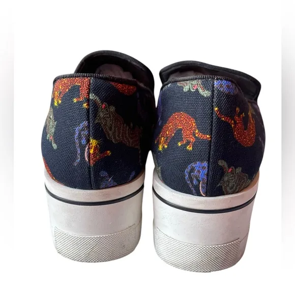 Stella McCartney Black Animal Printed Canvas Slip On Sneakers Size 39
