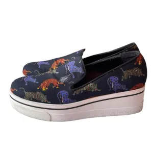 Stella McCartney Black Animal Printed Canvas Slip On Sneakers Size 39