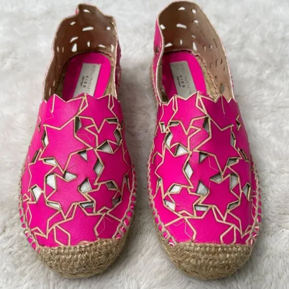Stella McCartney Kid's Pink Perforated Star Espadrilles Slip On Shoes Size 32