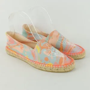 Stella McCartney Kids Size 38 Pink Orange Textile Slip On Flat Espadrilles