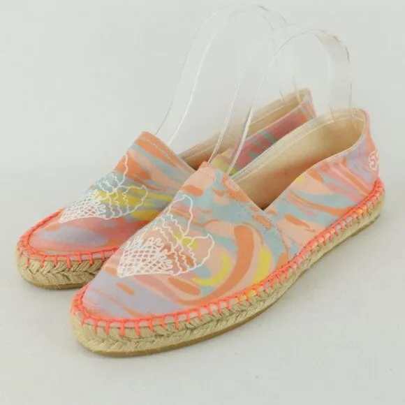Stella McCartney Kids Size 38 Pink Orange Textile Slip On Flat Espadrilles