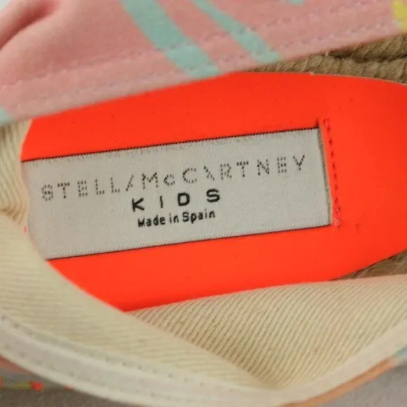 Stella McCartney Kids Size 38 Pink Orange Textile Slip On Flat Espadrilles