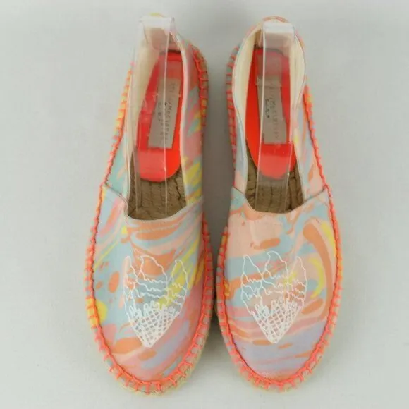 Stella McCartney Kids Size 38 Pink Orange Textile Slip On Flat Espadrilles