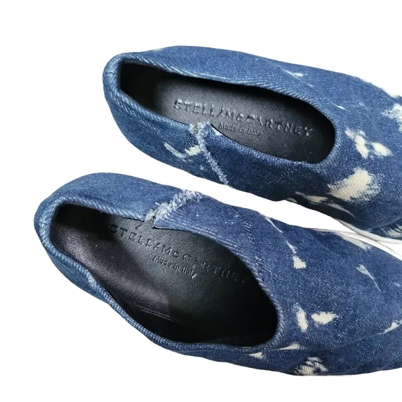 Stella McCartney Pointed Toe Denim Slip-on Sneakers
