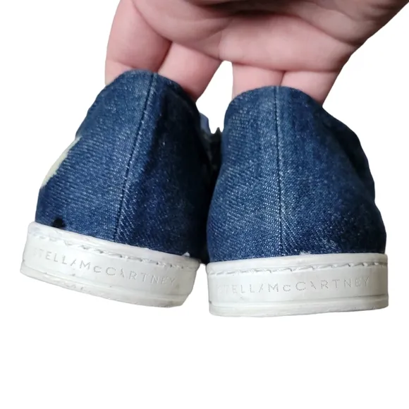 Stella McCartney Pointed Toe Denim Slip-on Sneakers