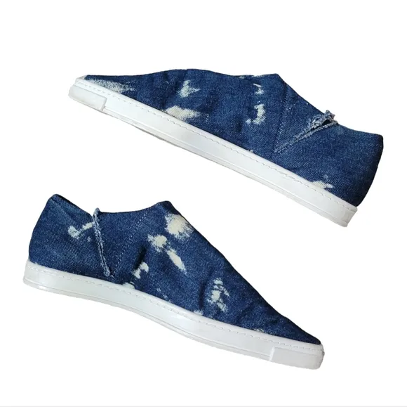 Stella McCartney Pointed Toe Denim Slip-on Sneakers