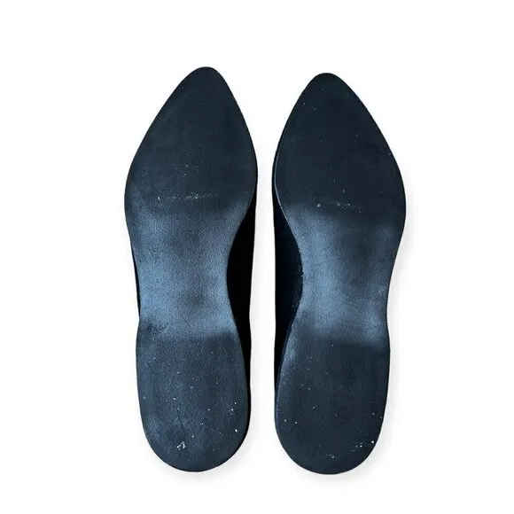 Stephane Kelian Vintage Suede Flats, Size 7.5 US, Black, Gold, 90s