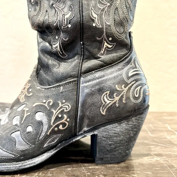 Sterling River Studded and Embroidered Leather Knee High Cowboy Boots