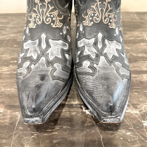 Sterling River Studded and Embroidered Leather Knee High Cowboy Boots